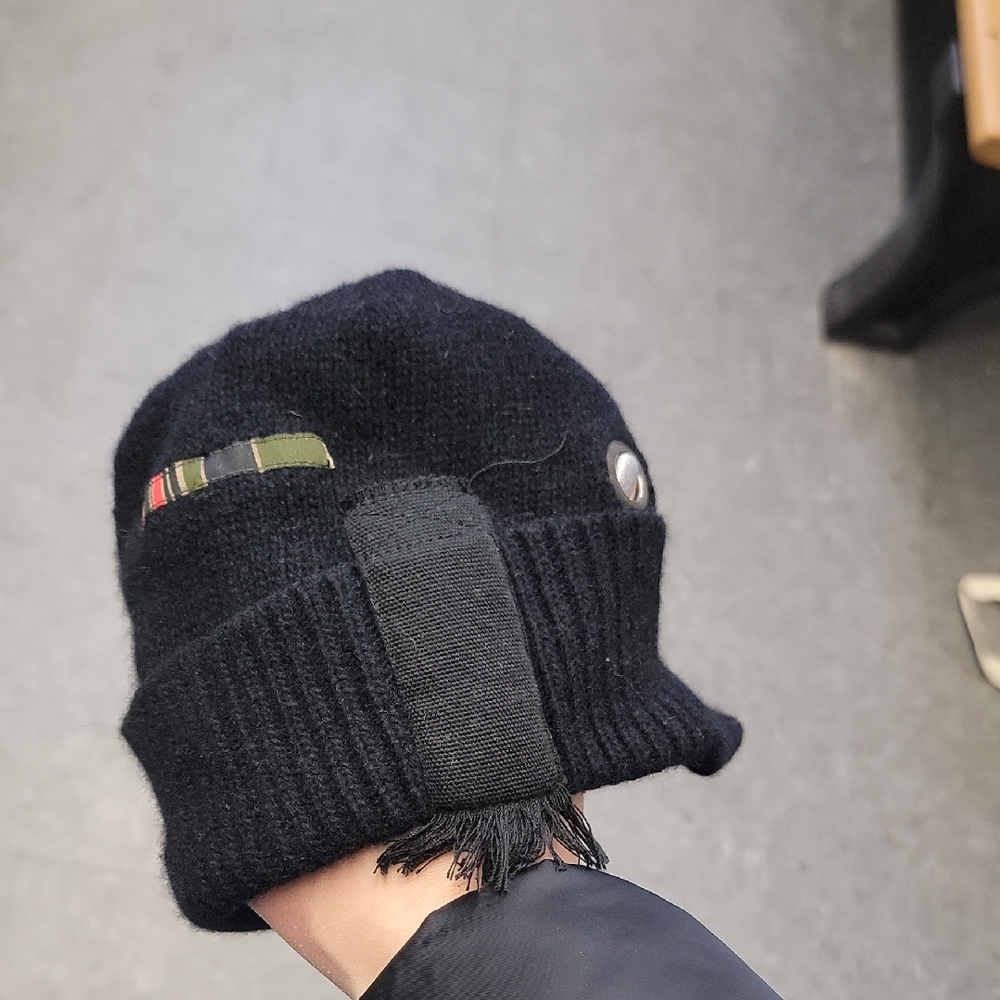 Triple Five Soul Black Wool Beanie with Button Accent
